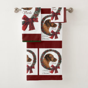 Vizsla Lovers Weihnachten Badhandtuch Set