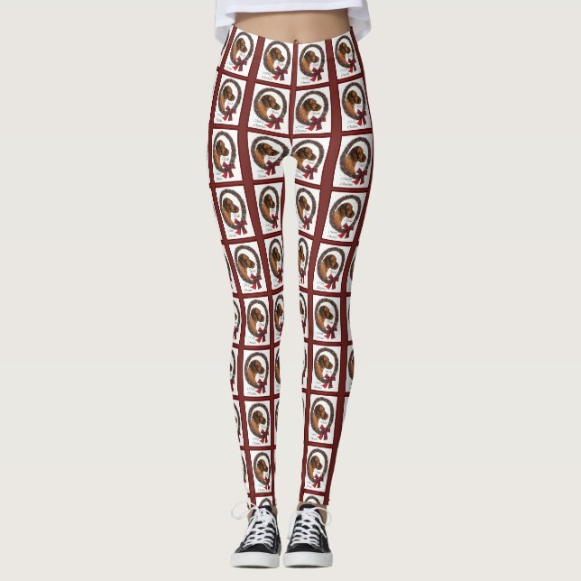 Vizsla Lovers Weihnachten Leggings (Vorderseite)