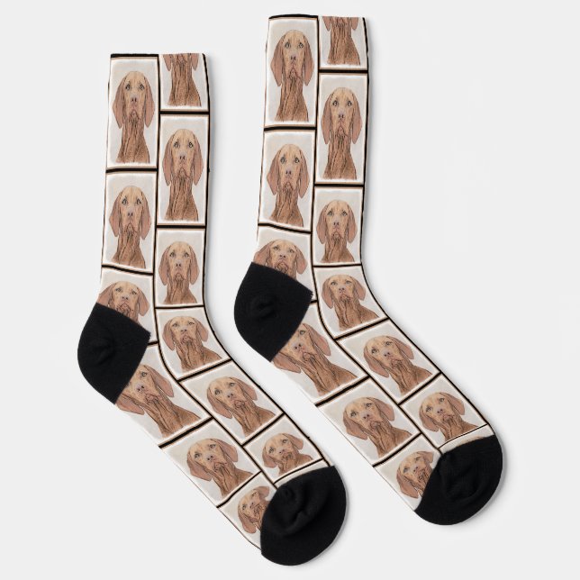 Vizsla Malerei Goldener Rust Niedliche Original Hu Socken (Rechts)