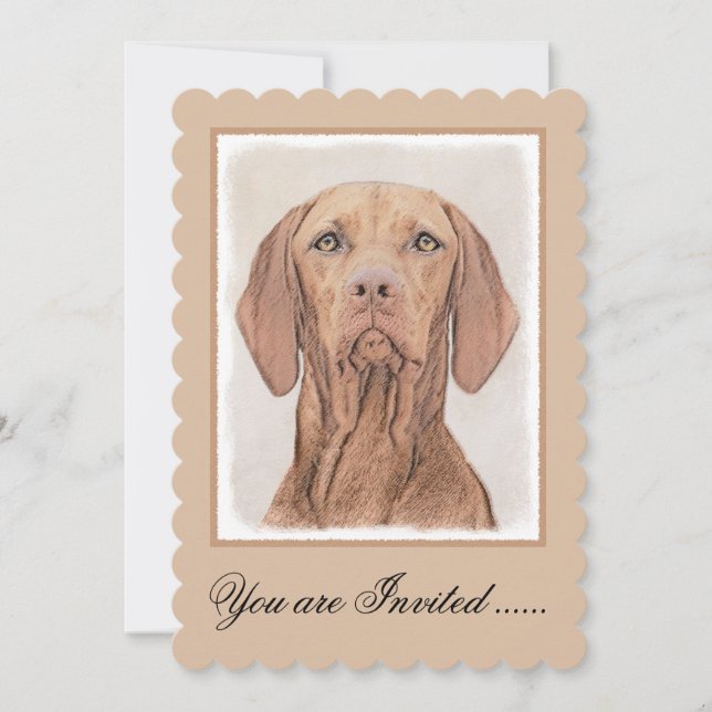 Vizsla-Malerei - Niedliche Hundekunst Einladung (Vorderseite)