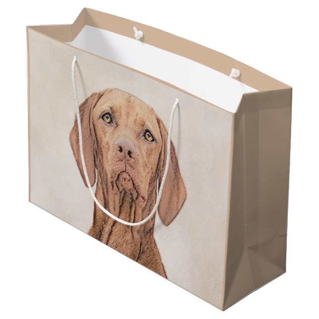 Vizsla-Malerei - Niedliche Hundekunst Große Geschenktüte (Rückseite Schrägansicht)