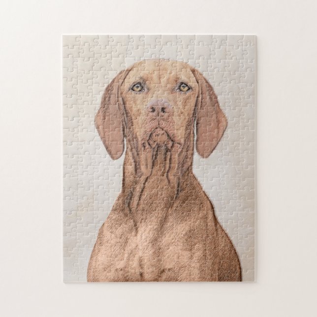Vizsla-Malerei - Niedliche Original Hunde Kunst (Vertikal)