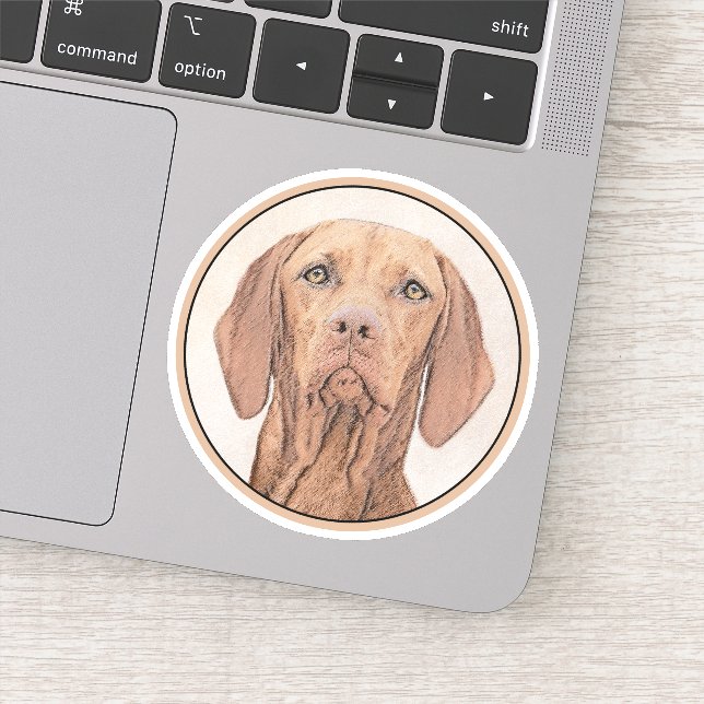 Vizsla-Malerei - Niedliche Original Hunde Kunst Aufkleber (Detail)