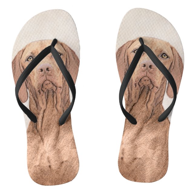 Vizsla-Malerei - Niedliche Original Hunde Kunst Flip Flops (Fußbett)