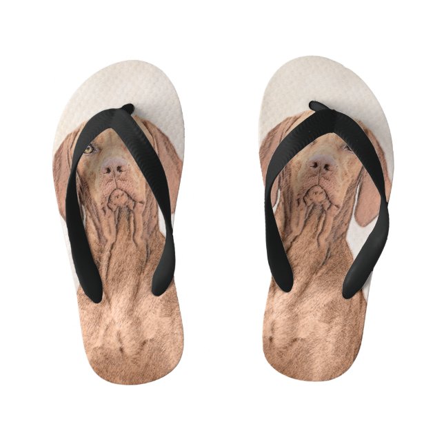 Vizsla-Malerei - Niedliche Original Hunde Kunst Kinderbadesandalen (Fußbett)