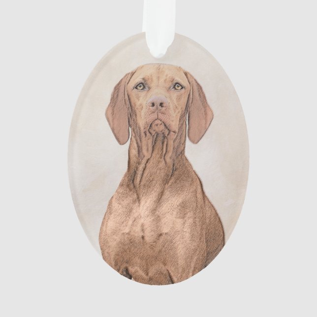 Vizsla-Malerei - Niedliche Original Hunde Kunst Ornament (Rückseite)