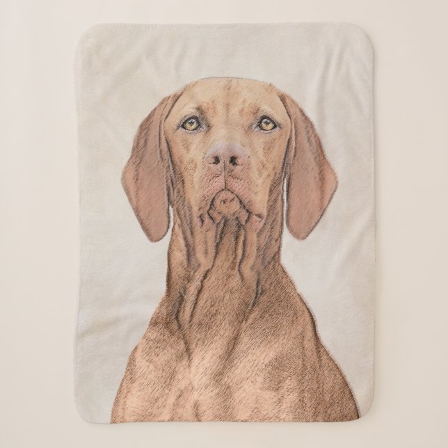 Vizsla-Malerei - Niedliche Original Hunde Kunst Sherpadecke (Vorderseite)