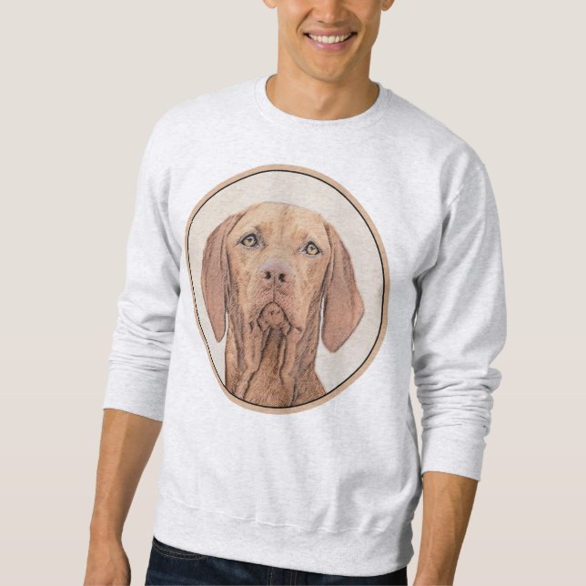 Vizsla-Malerei - Niedliche Original Hunde Kunst Sweatshirt (Vorderseite)