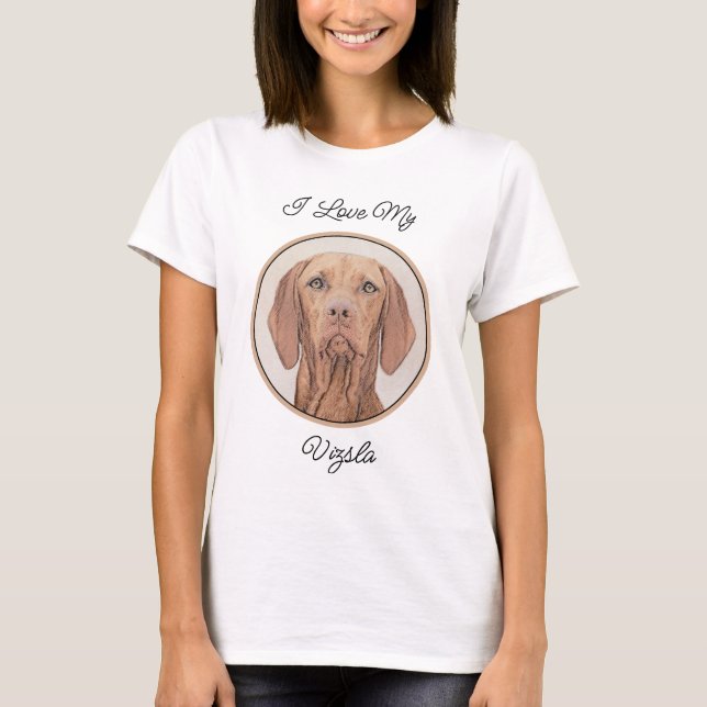 Vizsla-Malerei - Niedliche Original Hunde Kunst T-Shirt (Vorderseite)