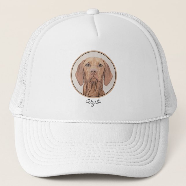 Vizsla-Malerei - Niedliche Original Hunde Kunst Truckerkappe (Vorderseite)