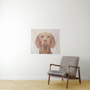 Vizsla-Malerei - Niedliche Original Hunde Kunst Wandteppich