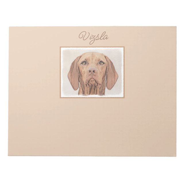 Vizsla-Malerei - Niedliches Original Hundekunst-Ed Notizblock (Vorderseite)