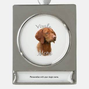 Vizsla-Mama 2 Banner-Ornament Silber