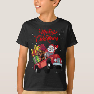 Vizsla mit dem Weihnachtsmann in Red Truck Dog T-Shirt