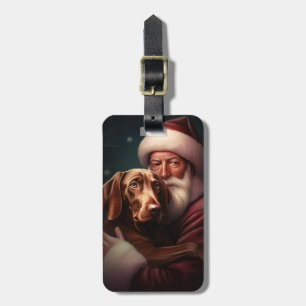 Vizsla mit dem Weihnachtsmann Weihnachten Gepäckanhänger