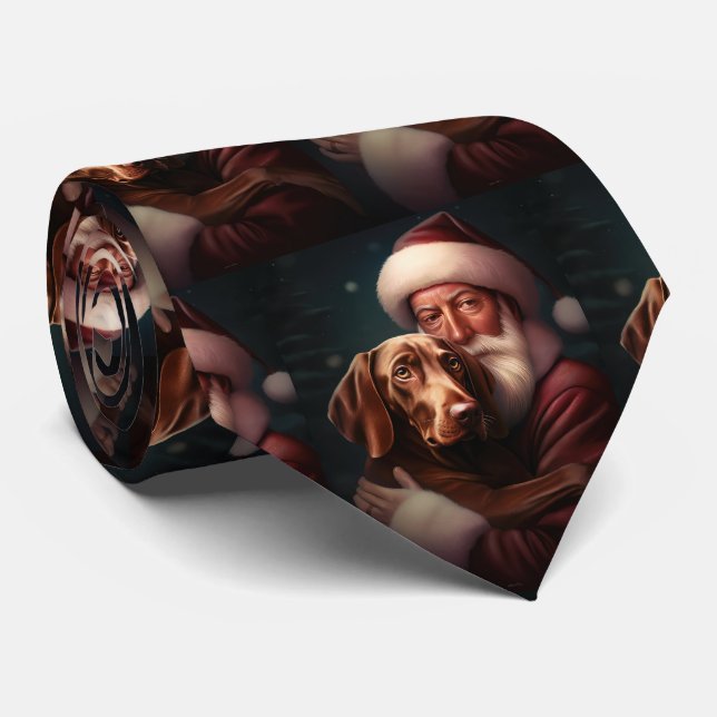 Vizsla mit dem Weihnachtsmann Weihnachten Krawatte (Gerollt)