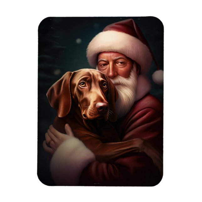 Vizsla mit dem Weihnachtsmann Weihnachten Magnet (Vertikal)