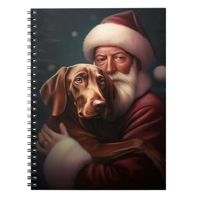 Vizsla mit dem Weihnachtsmann Weihnachten Notizblock (Vorderseite)