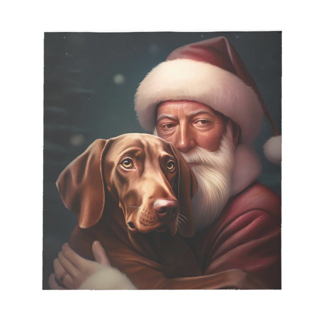 Vizsla mit dem Weihnachtsmann Weihnachten Notizblock (Vorderseite)