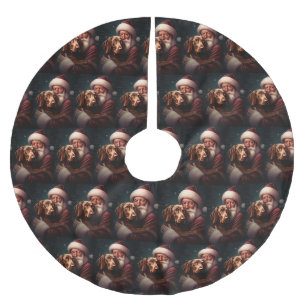 Vizsla mit dem Weihnachtsmann Weihnachten Polyester Weihnachtsbaumdecke