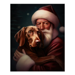 Vizsla mit dem Weihnachtsmann Weihnachten Poster
