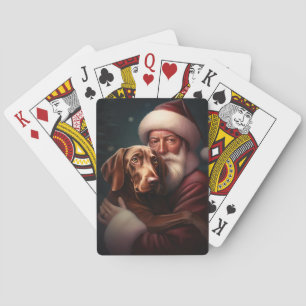 Vizsla mit dem Weihnachtsmann Weihnachten Spielkarten