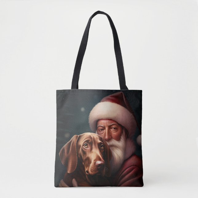 Vizsla mit dem Weihnachtsmann Weihnachten Tasche (Vorderseite)