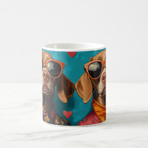 Vizsla mit Herz Rosen Valentinstag Kaffeetasse
