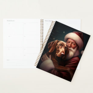 Vizsla mit Santa Claus Festliches Weihnachten Planer