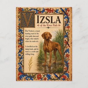 Vizsla, mittelalterliche Bestiarien-Kunst Postkarte