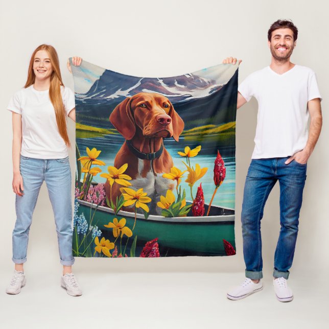 Vizsla on a Paddle: Ein Landschaftliches Abenteuer Fleecedecke (Beispiel)