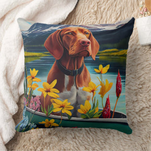 Vizsla on a Paddle: Ein Landschaftliches Abenteuer Kissen