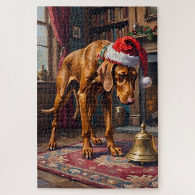 Vizsla-Pointer-Stance-Christmas-Glocken-Hut (Vertikal)