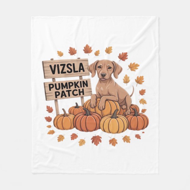 Vizsla Pumpkin Patch Dog Lovers Erntedank Hallo Fleecedecke (Vorderseite)