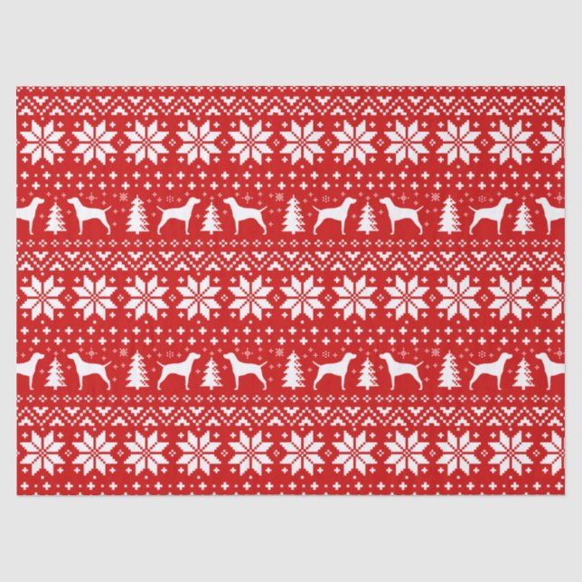 Vizsla Silhouette-Weihnachtsmuster-Rot Seidenpapier (Vorderseite)