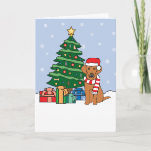 Vizsla und Weihnachtsbaum Feiertagskarte