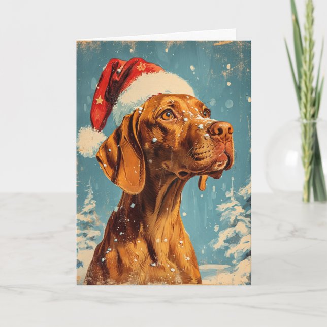 Vizsla Vintag personalisierte Weihnachten (Vorderseite)