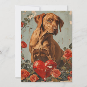 Vizsla Vintage Valentinstag  Feiertagskarte