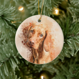 Vizsla Watercolor Keramik Ornament