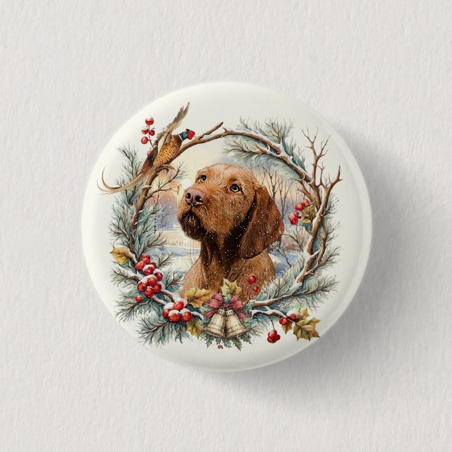 Vizsla Weihnachten  Button (Vorderseite)