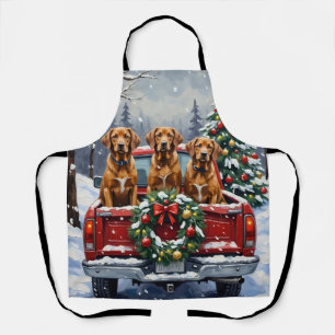 Vizsla Weihnachten Rotes Lastwagen Ferien Schürze