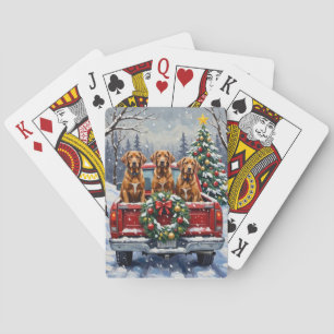 Vizsla Weihnachten Rotes Lastwagen Ferien Spielkarten