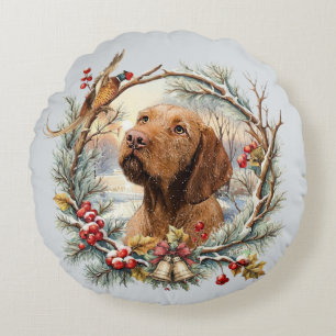 Vizsla Weihnachten Rundes Kissen