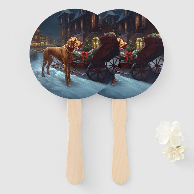 Vizsla Weihnachtsfeiertag Fächer (Vorne und Hinten)