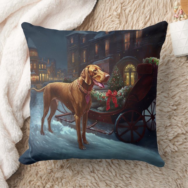 Vizsla Weihnachtsfeiertag Kissen (Decke)