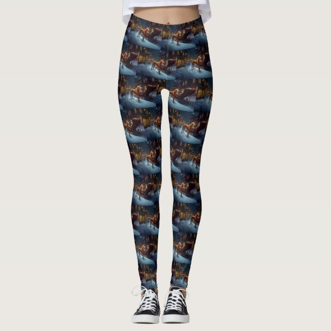 Vizsla Weihnachtsfeiertag Leggings (Vorderseite)
