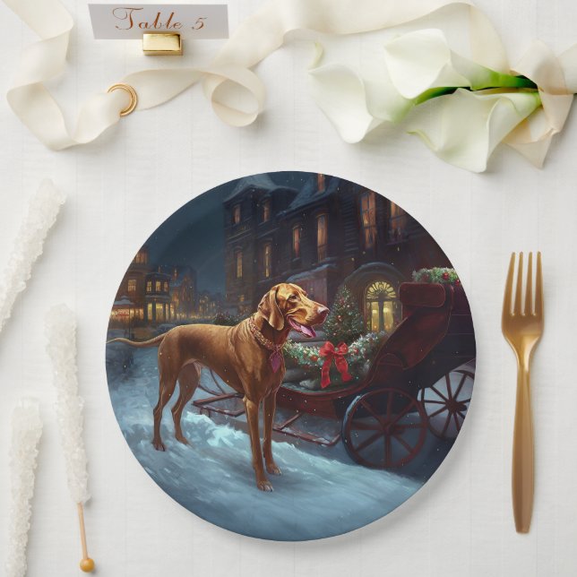 Vizsla Weihnachtsfeiertag Pappteller (Hochzeit)