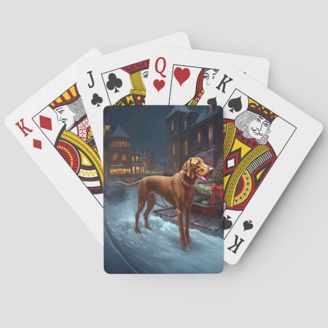 Vizsla Weihnachtsfeiertag Spielkarten (Rückseite)