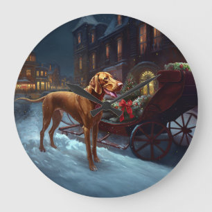 Vizsla Weihnachtsfestzeit Große Wanduhr