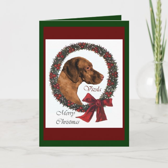 Vizsla Weihnachtsgeschenke Feiertagskarte (Vorderseite)